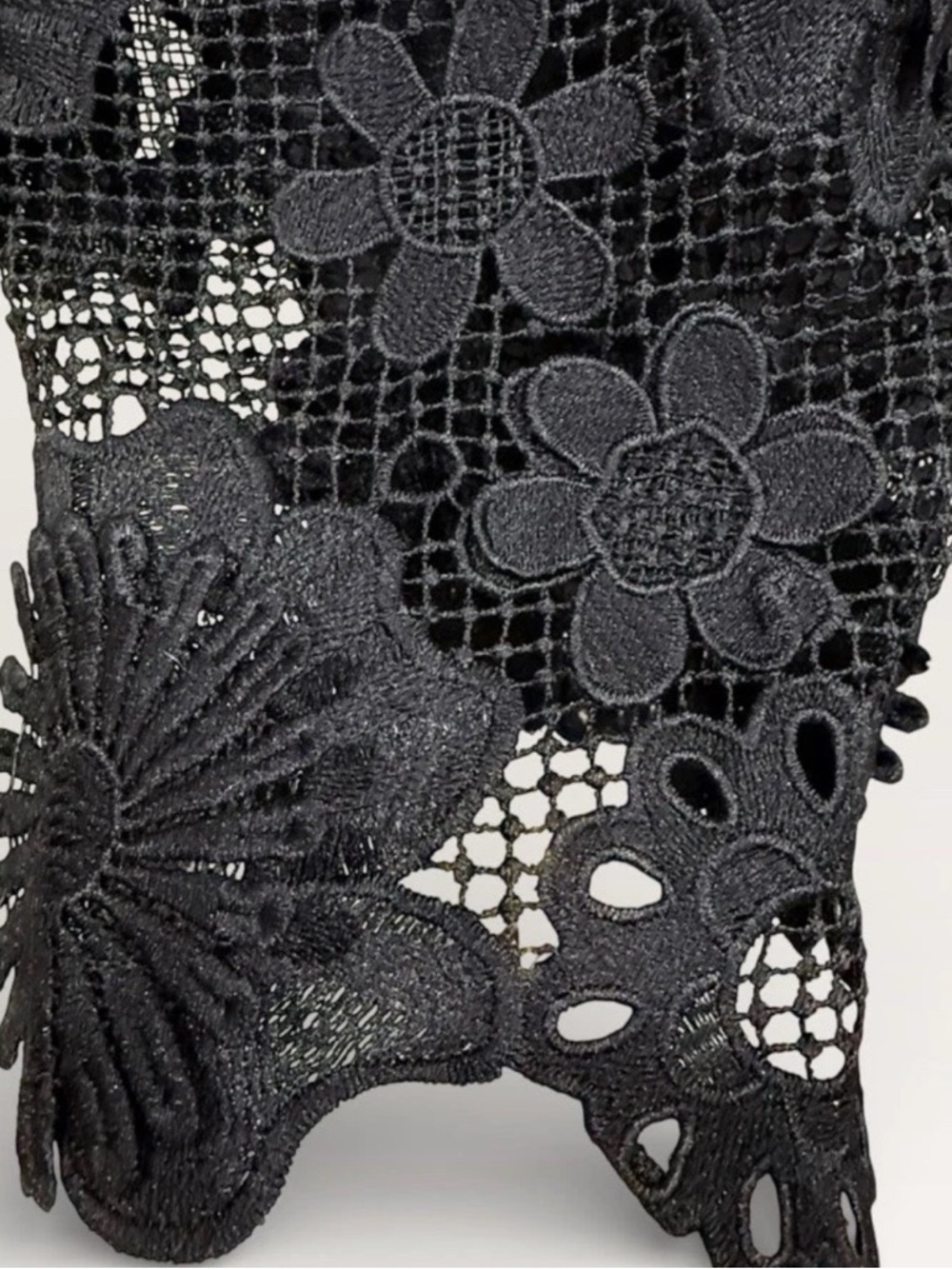 J.Marie Seraphina Shift Dress X-Small Black Floral 3D Lace 3/4 Sleeve Kaftan NWT - Picture 11 of 16